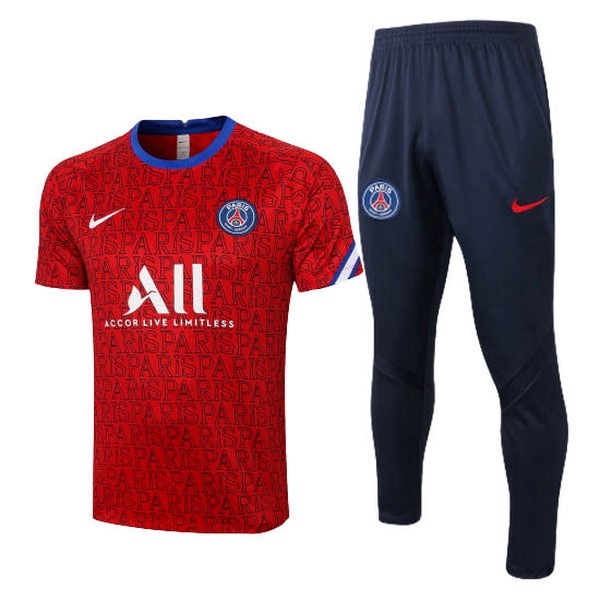 Trainingsshirt Paris Saint Germain Komplett Set 2020-21 Rote Schwarz Fussballtrikots Günstig